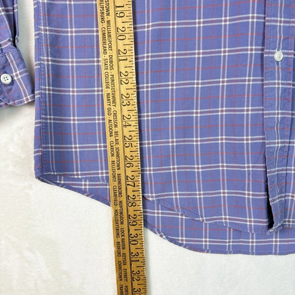 Nautica Button Down Shirt Men Medium Blue Plaid Good Classic Fit Cotton Long Slv